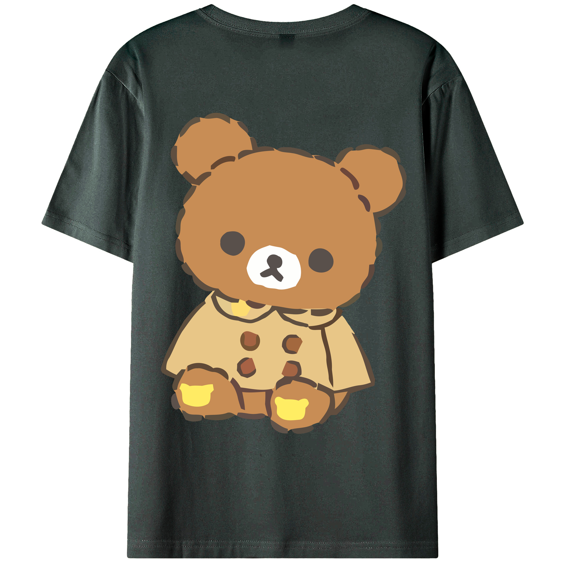 （画像用） リラックマ リラックマ キイロイトリ Rilakkuma Korilakkuma Kiiroitori 綿100％ メンズ半袖Tシャツ（バックプリント） 通気性